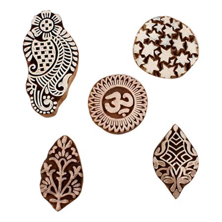 Set of 5 Piece New Mix Wooden Printing Blocks